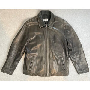 Vintage Calvin Klein Leather Jacket Men’s XL Black Zip Front